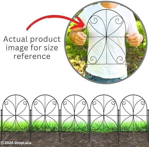 shoplala decorative garden fence (10 panels) 12.5inx16.5in fences, side view