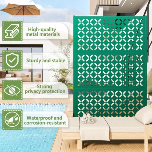 metal outdoor privacy fence 72" h×45.7" w balcony, close-up detail