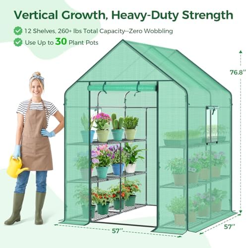 ohuhu greenhouse for outdoors with screen windows, 57 shown in use