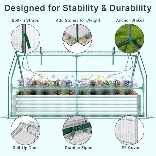 miory raised garden bed with pe cover, 6x3x1, view 9