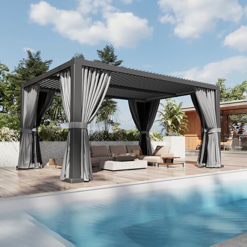 aoxun louvered pergola 12' x16' full-aluminum outdoor gazebo shown in use