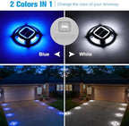 VOLISUN Solar Driveway Marker Lights Dock Marine Led Deck Outdoor 12 Pack | 2 Colors in 1,Solar Powered Waterproof Warning Step Lights for Pathway Garden Sidewalk Walkway (Blue/White)
