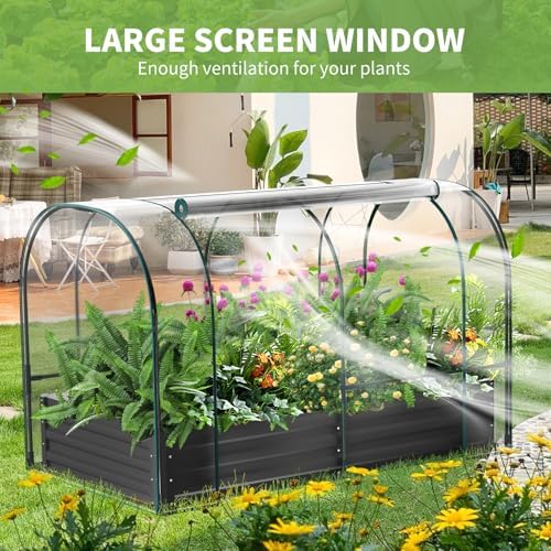 docred garden bed with pvc cover, 72.8" x, close-up detail