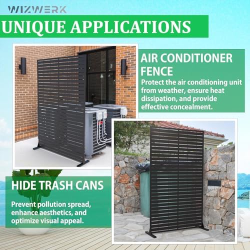 6ft outdoor metal privacy screen – decorative privacy showing dimensions