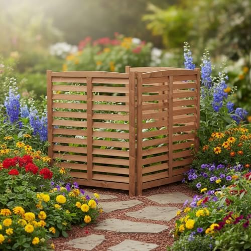 knocbel privacy screen solid wood decorative fences air, front angle view