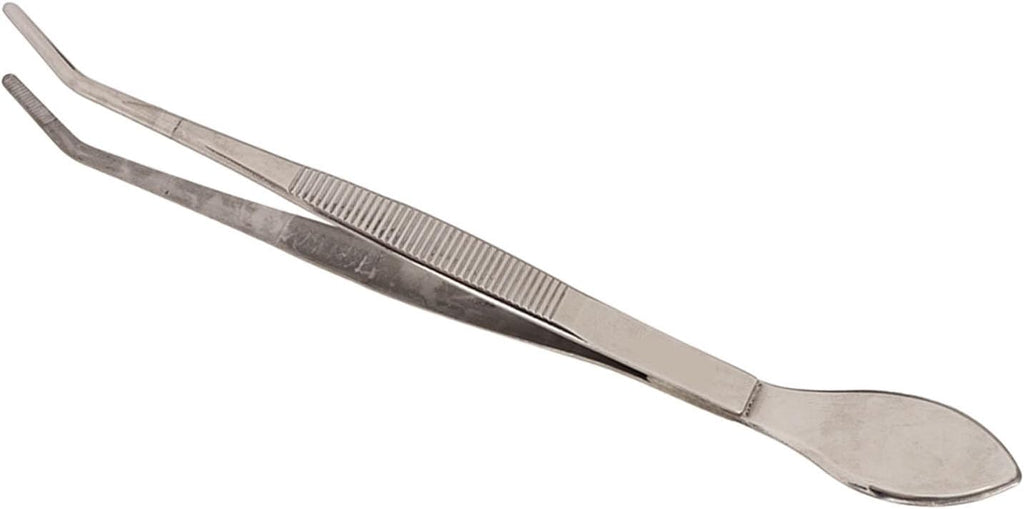 Bonsai Tweezers, Curved Tip Stainless Steel Professional Potted Plant Tweezers with Spatula, for Garden Bonsai Soil Loosening and Changing Pots