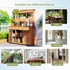 lumisol garden potting bench table with hutch, solid, close-up detail
