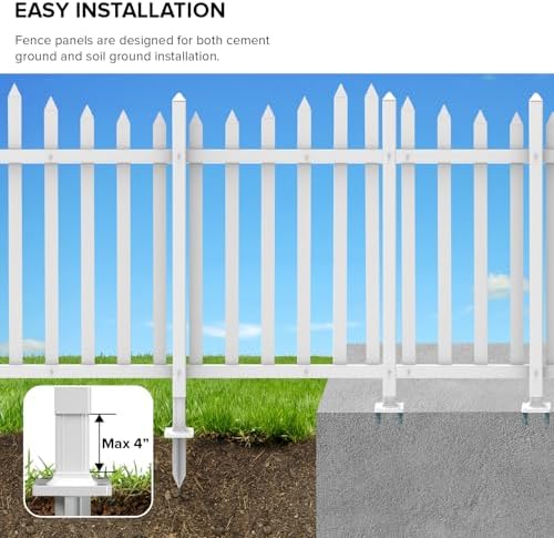 1 set vinyl picket fence panels white 84''wx36''h, side view