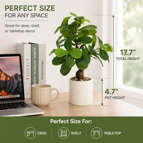 17.5 inch artificial fiddle leaf fig tree in shown in use