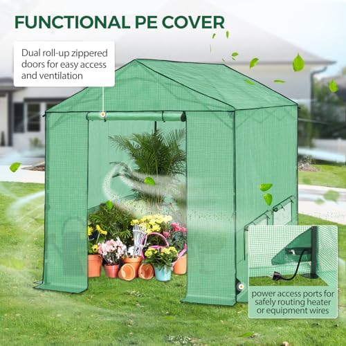 8x8 pop up greenhouse,portable green house kit, green, side view
