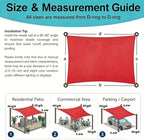 rectangle 8' x 10' red sun shade sail, side view