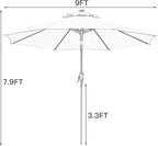 Sunnyglade 9' Patio Umbrella Outdoor Table Umbrella with 8 Sturdy Ribs