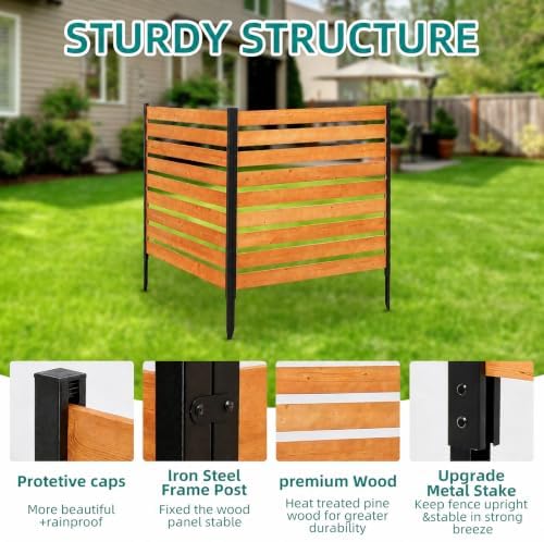 48 * 48 inch wood privacy fence screen showing dimensions