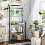 ekisemio plant stands outdoor with hooks, metal tall, close-up detail