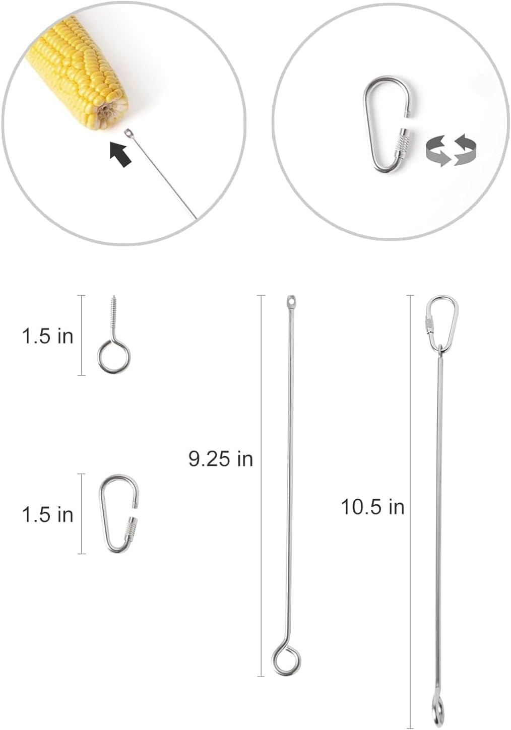 Durable 304 Stainless Steel Hanging Squirrel Feeder Outside, Squirrel Feeders for Outdoors, Chipmunk Feeder, Squirrel Food for Backyard Squirrels Hold Corn, Corn Cob(1Feeder Rod - Chain Not Included)