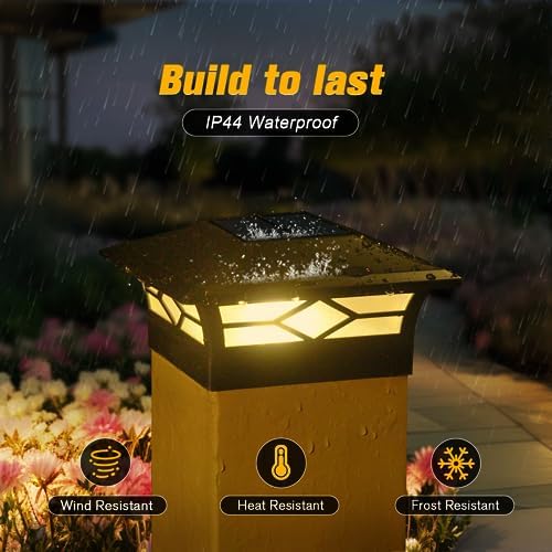 jofios solar post cap lights outdoor 12pack, waterproof, close-up detail