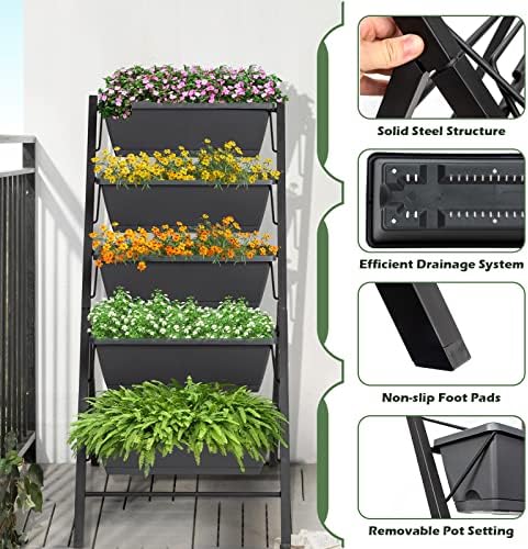 costway vertical raised garden bed, 5 tier planter on a desk or shelf