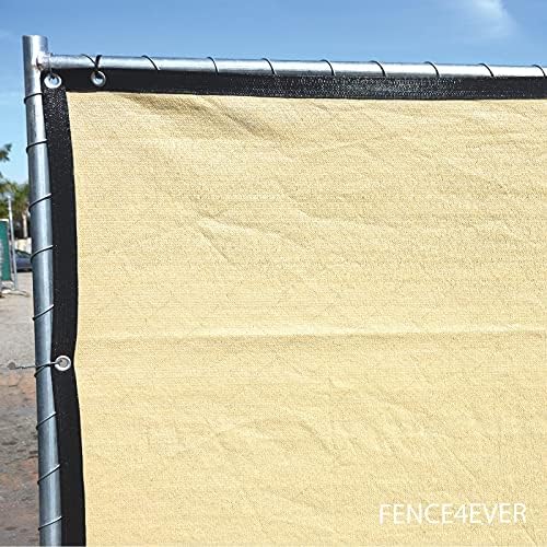 5'x50' 5ft tall 3rd gen tan fence privacy showing dimensions
