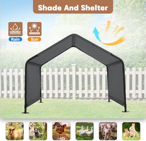 outdoor dog tent shade, 4'x4'x3' dog shelter house shown in use