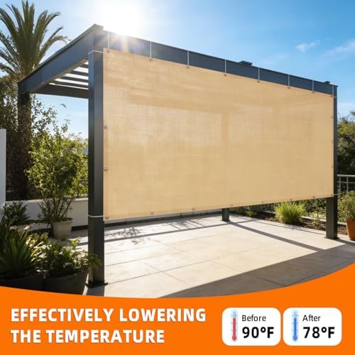 junflying 90% shade cloth 12x20ft, patio pergola sun, side view