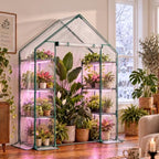 docred indoor greenhouse with grow light, 4-tier mini on a desk or shelf