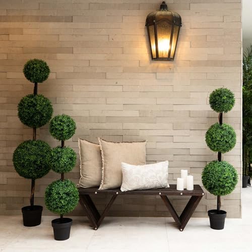 nearly natural 4 ft artificial triple ball boxwood, front angle view