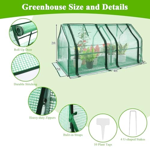 u'artlines portable mini greenhouse small green house 47x24x24 shown in use