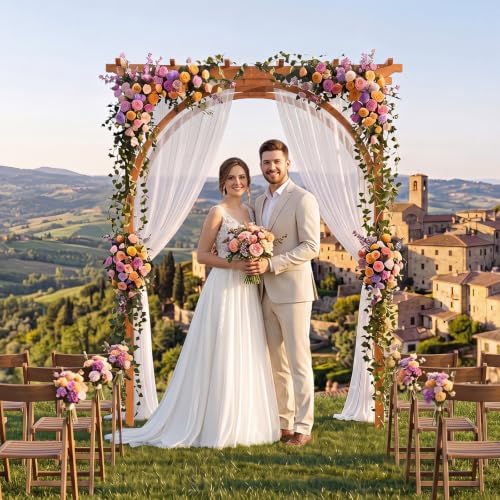 giantex 85'' wooden garden arbor trellis, wedding arch shown in use