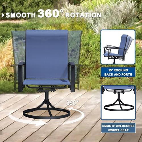 patio swivel chairs set of 2, outdoor swivel, side view