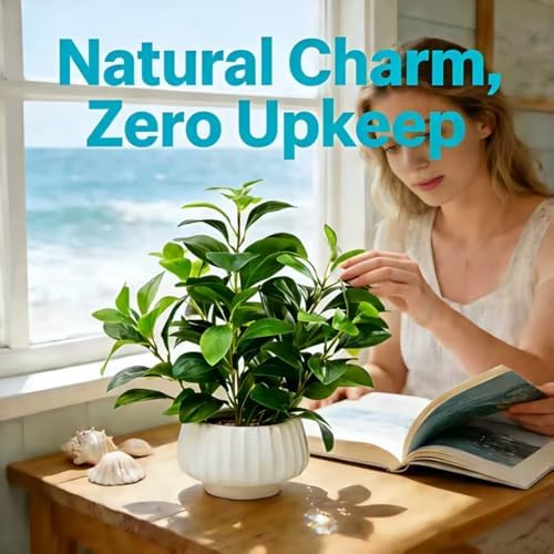 artificial peperomia plants 16” tall lifelike faux greenery on a desk or shelf
