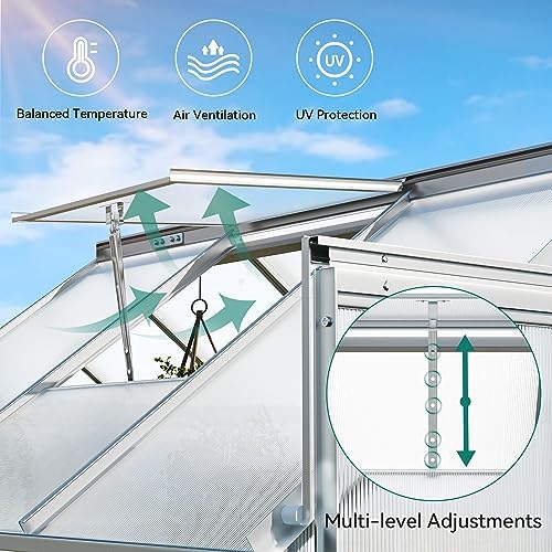 yitahome 6x6ft polycarbonate greenhouse heavy duty green houses, close-up detail