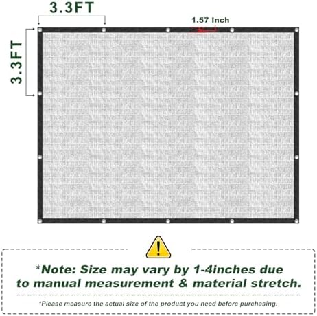 85% aluminet shade cloth, 10x12 ft heat reflective showing dimensions