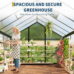 6x10 ft greenhouse, easy assembly aluminum polycarbonate greenhouses, close-up detail