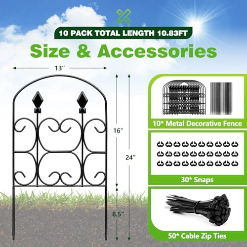 24in(h) x 10.83ft(l) decorative garden fence - tall shown in use