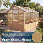 heavy duty walk-in wooden greenhouse kit, 4mm polycarbonate, close-up detail