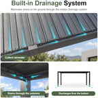 aoxun louvered pergola 12x16 all-aluminum, waterproof curtains and, view 14