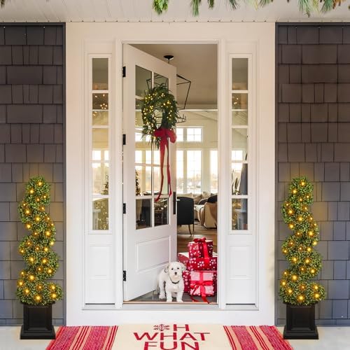 3.5ft topiary trees artificial outdoor set of 2 on a desk or shelf