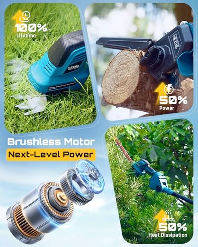 seesii 6-in-1 cordless pole saw & hedge trimmer, side view