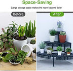 aboxoo 3-tier metal plant stand, stair-step corner shelf, close-up detail