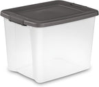 Sterilite 24-Pack ShelfTote, Clear Plastic Storage Bins with Lids, 50 Quart, Gray - Stackable Organizing Container Boxes for Closet, Bathroom, and Office