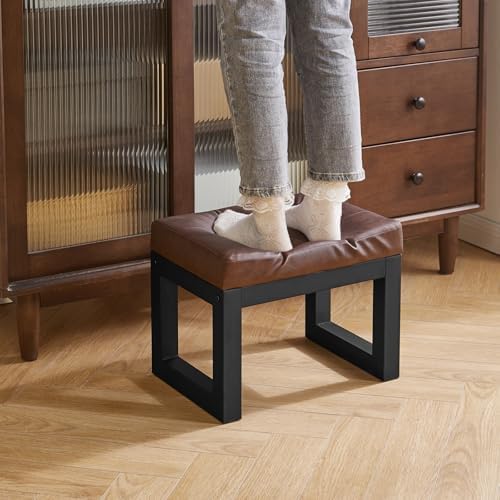 ibuyke small footstool ottoman, pu faux leather footrest,dark, package contents