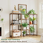 enhomee 47.2" outdoor plant stand with 8-tier for, side view