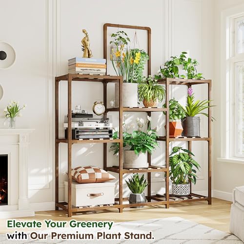 enhomee 47.2" outdoor plant stand with 8-tier for, side view