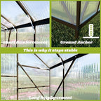 10 ft outdoor polycarbonate greenhouse, charcoal black, side view