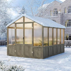 aoxun 8x10 ft wooden greenhouse for outdoors, 6mm, view 9