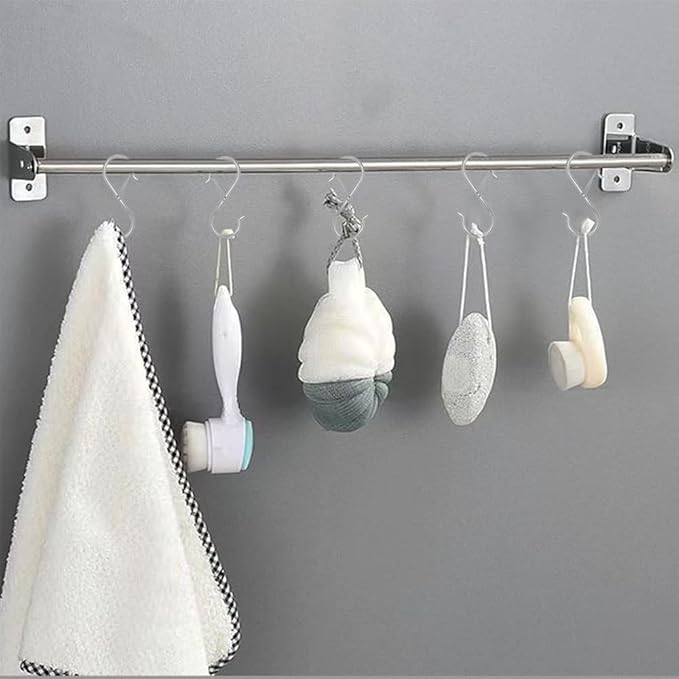 48 Pack S Hooks for Hanging, 3.5 inch Heavy Duty Metal S Hooks with Safety Buckle S Shaped Hooks Pot Rack Closet Hooks for Hanging Plants, Clothes, Kitchen Utensil, Pots, Pans, Bags (Silver)