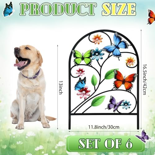 yaocom 6 pack butterfly garden fence 16.5" h shown in use