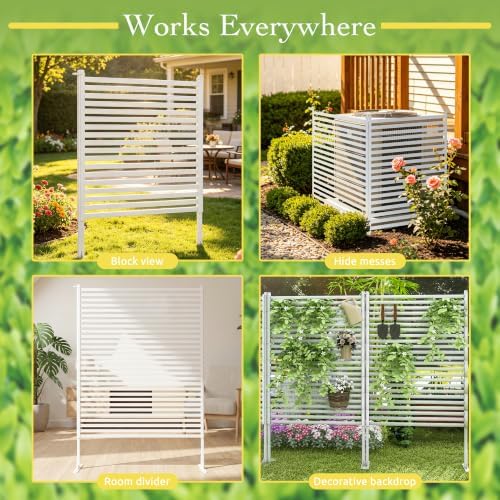 outdoor metal privacy fence screen 35 x 47, front angle view