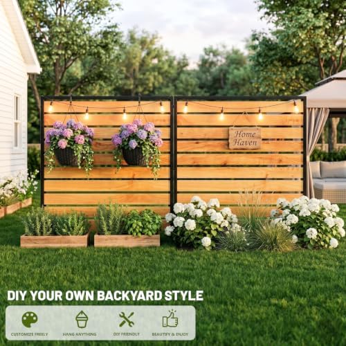 3 panels no dig wood privacy screen, 42" on a desk or shelf