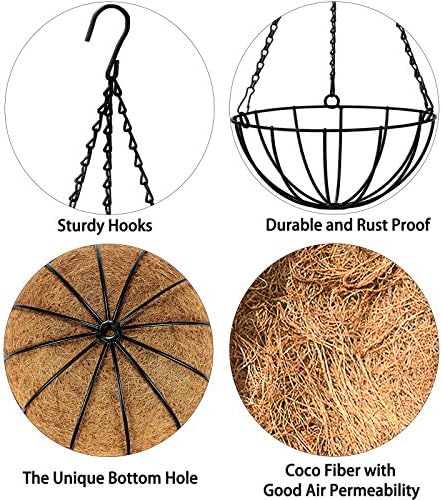 kingbuy 10 inch hanging planter basket with coconut, front angle view